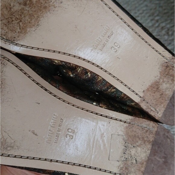 Miu Miu Leather Ballet Flats Gold & Metallic size 8.5 - Picture 10 of 11